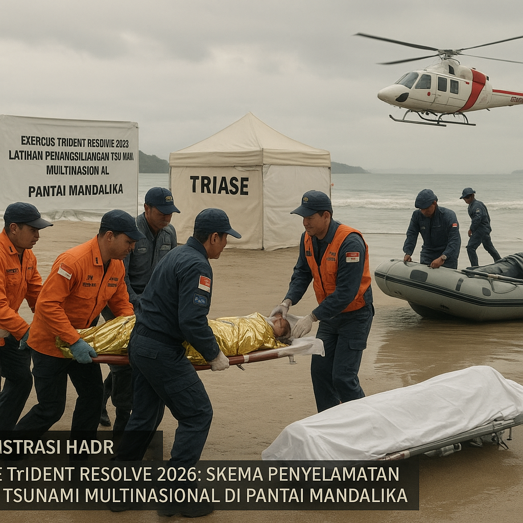 Demonstrasi HADR Exercise Trident Resolve 2026: Skema Penyelamatan Korban Tsunami Multinasional di Pantai Mandalika