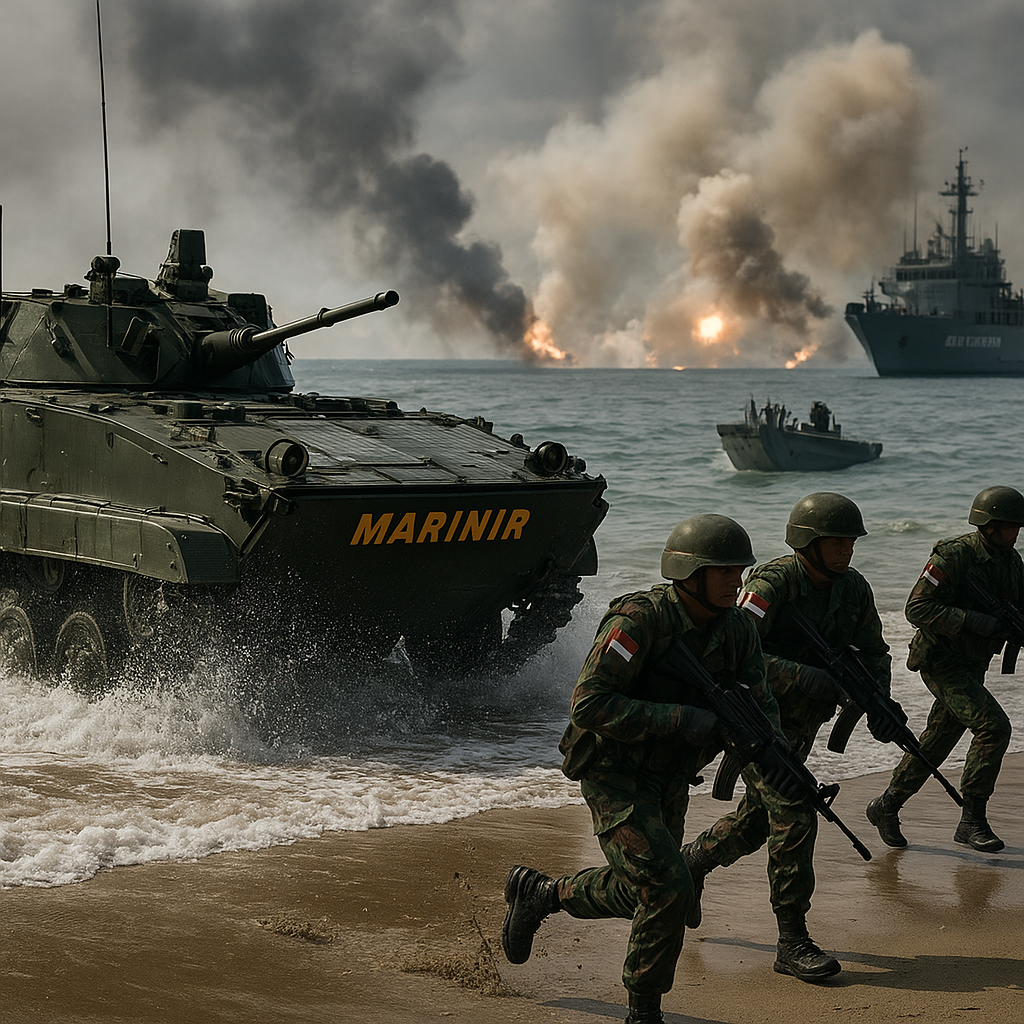 TNI AL Uji Simulasi Operasi Amfibi di Pantai Lampung