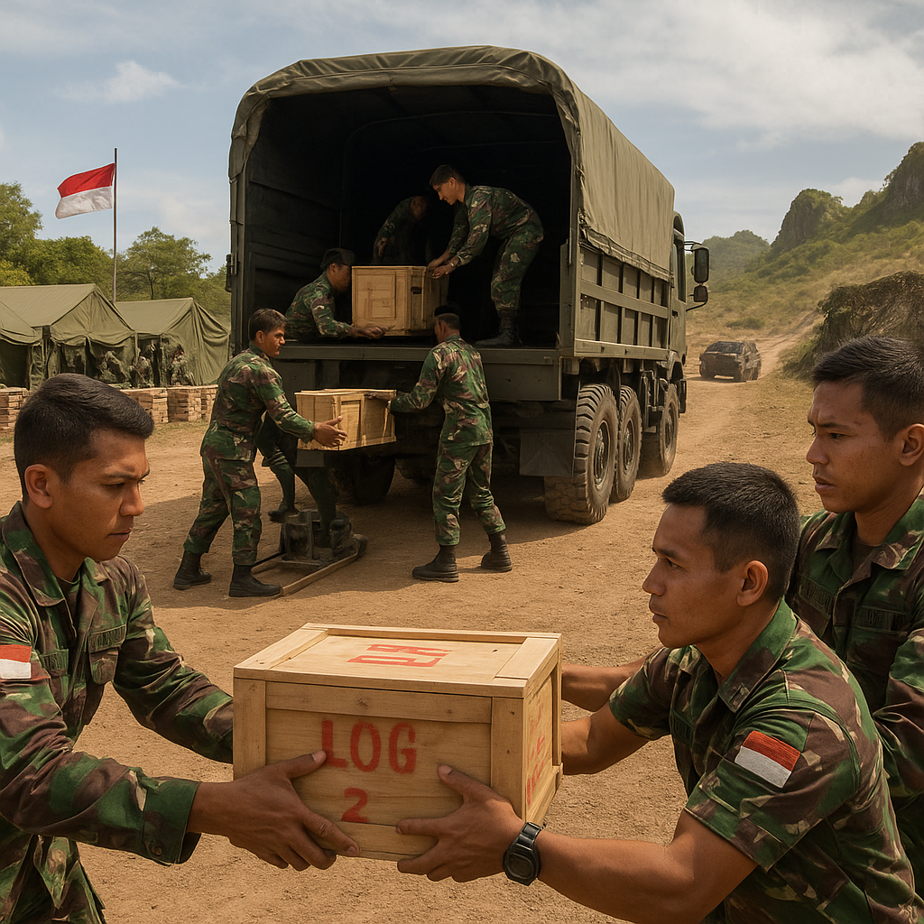 Simulasi Logistik Tempur TNI AD Uji Prosedur Rantai Pasok di Medan Bencana