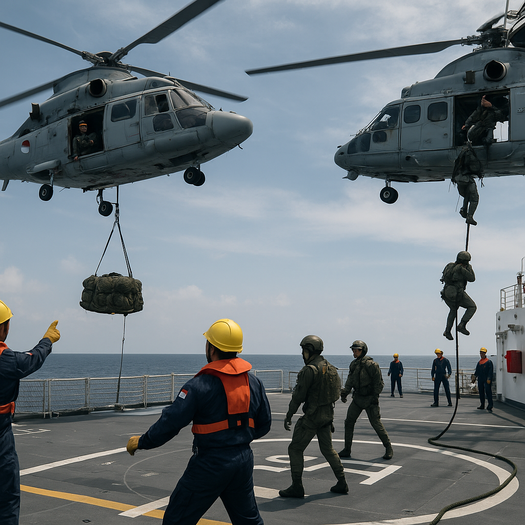 Latihan SAR Tempur di KRI Bima Suci: Prosedur Vertrep dan Fast Rope