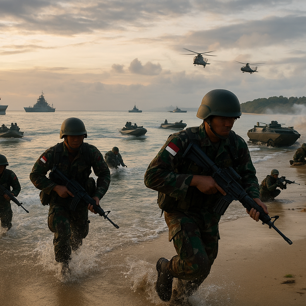 Latihan Gabungan TNI di Natuna: Simulasi Pendaratan Amfibi dan Pertahanan Pantai
