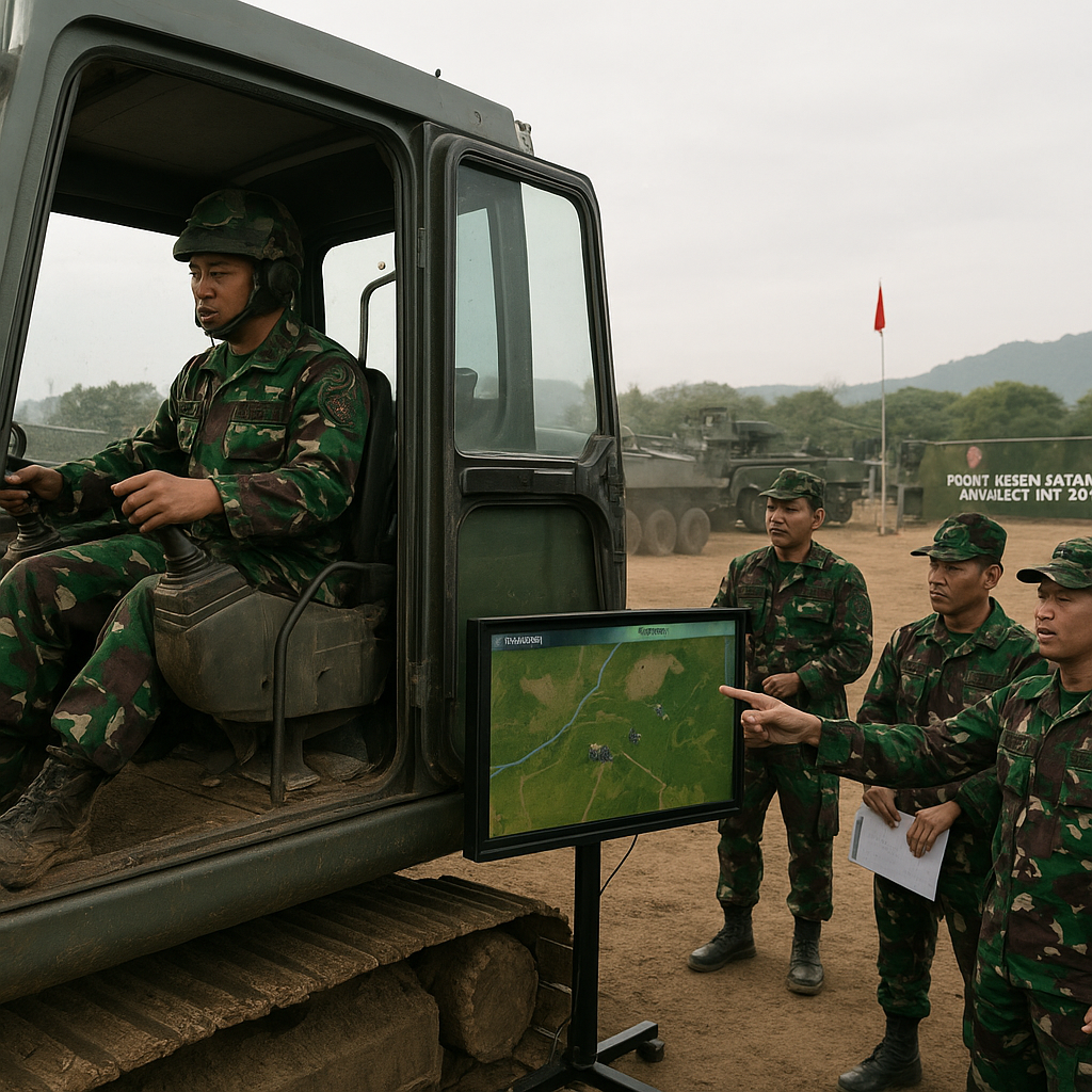 Latihan Kavaleri TNI AD Menggunakan Simulator Maneuver Ekskavator Tank