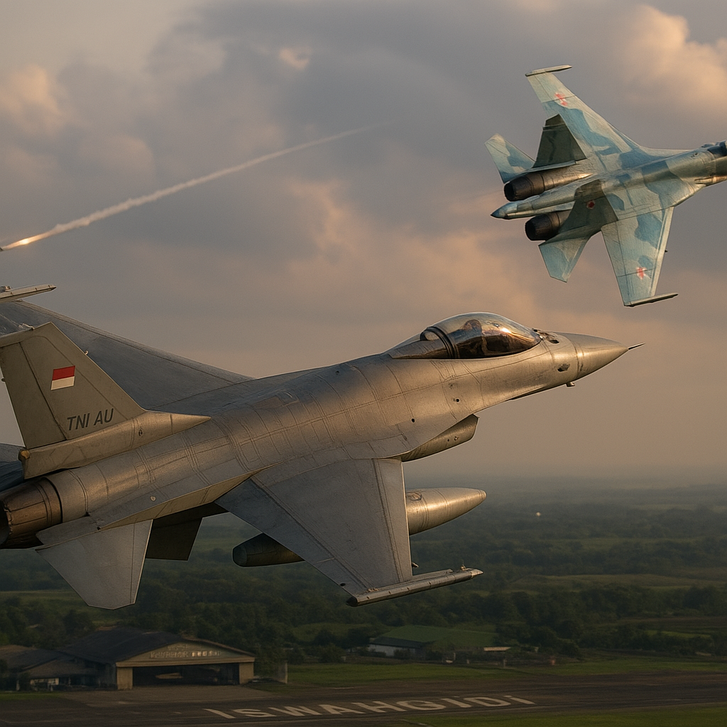 Skema Pertempuran BVR dan WVR dalam Simulasi Tempur Udara TNI AU: F-16 Fighting Falcon vs Su-27 Flanker