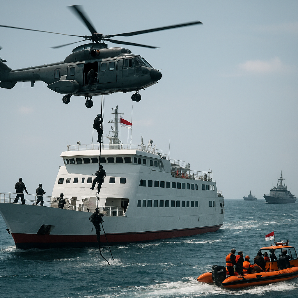 Simulasi Operasi SAR Tempur di Perairan Selat Sunda: Prosedur Evakuasi dan Pengamanan