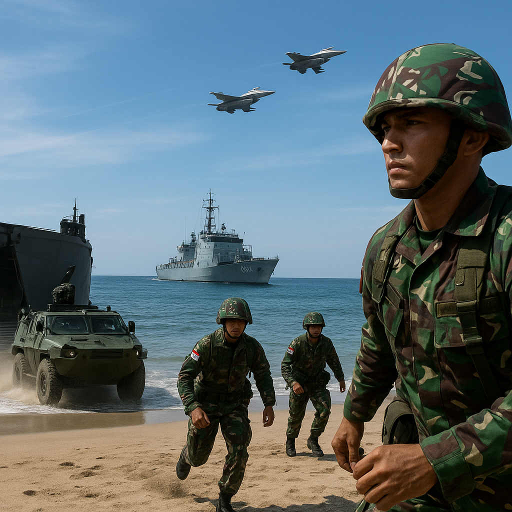 Latihan Gabungan TNI AL dan AU: Operasi Pendaratan Amfibi di Pantai Sadeng, Gunungkidul