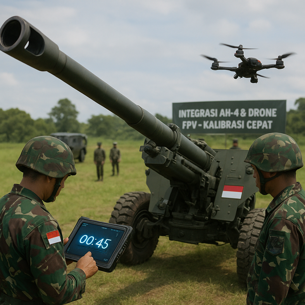 Integrasi Meriam Howitzer AH-4 dengan Sistem Drone FPV untuk Kalibrasi Tembak