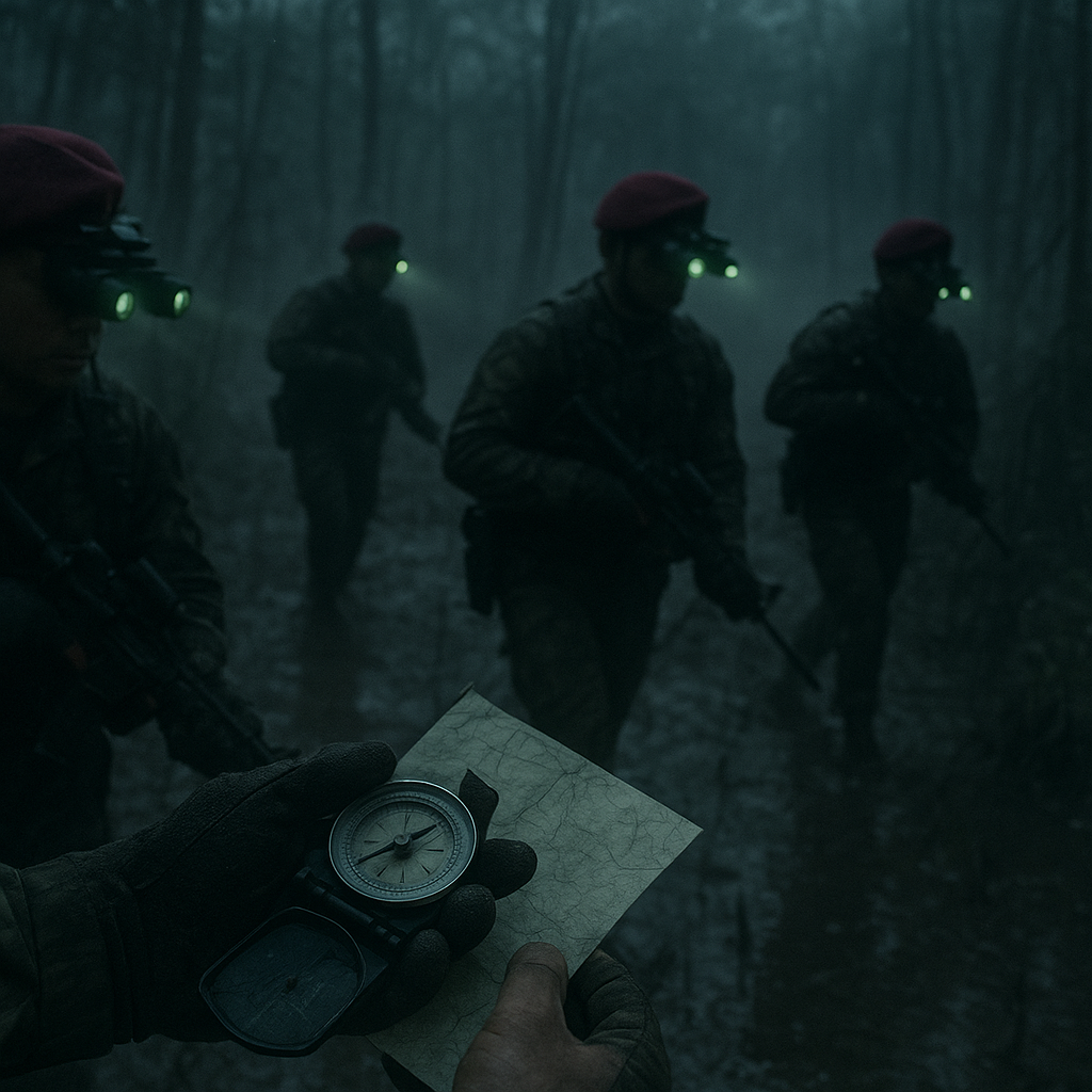 Kopassus Latihan Infiltrasi Malam Hari di Hutan Rawa, Pakai NVG dan Kompas