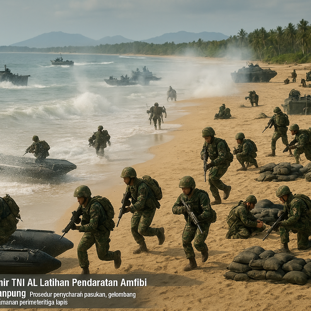 Korps Marinir TNI AL Latihan Pendaratan Amfibi di Pantai Lampung: Prosedur Penyebaran Pasukan