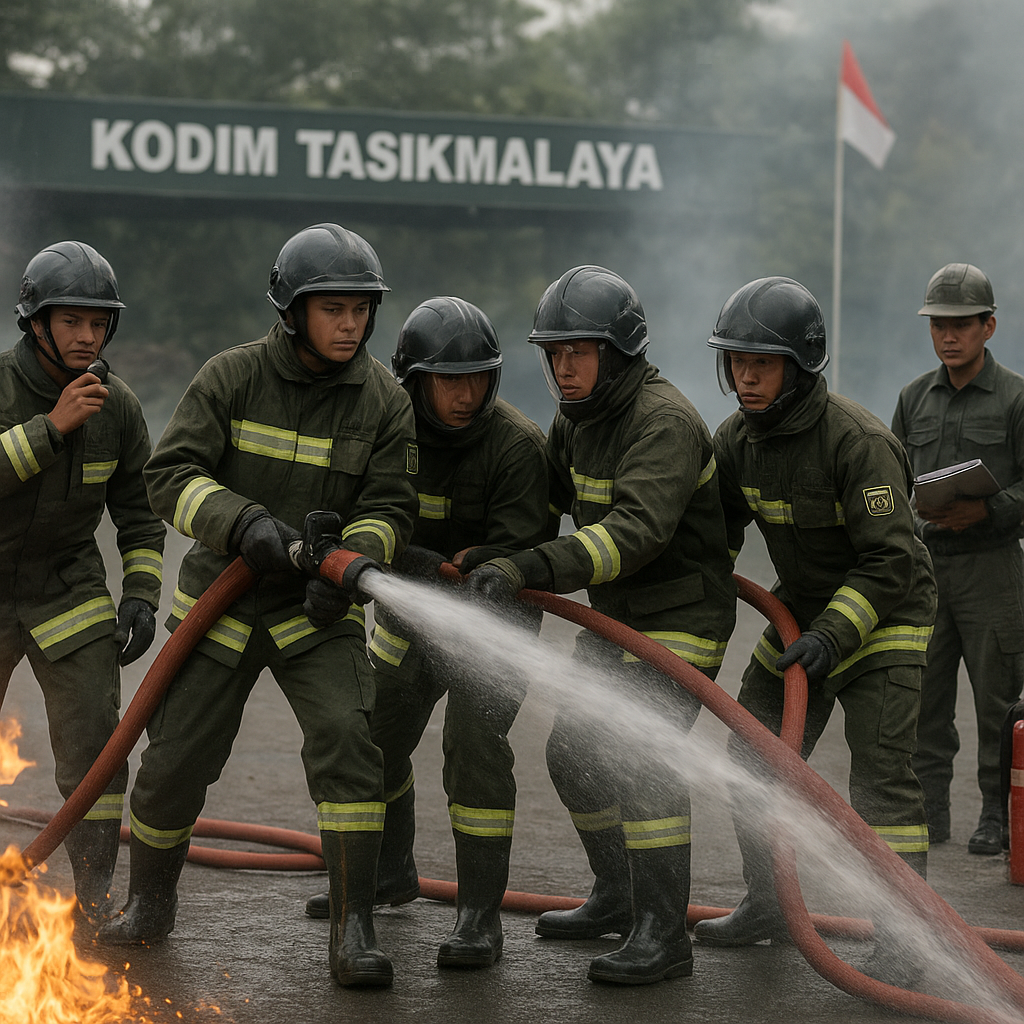 Kodim Tasikmalaya Bekali Prajurit dengan Teknik Penanggulangan Kebakaran