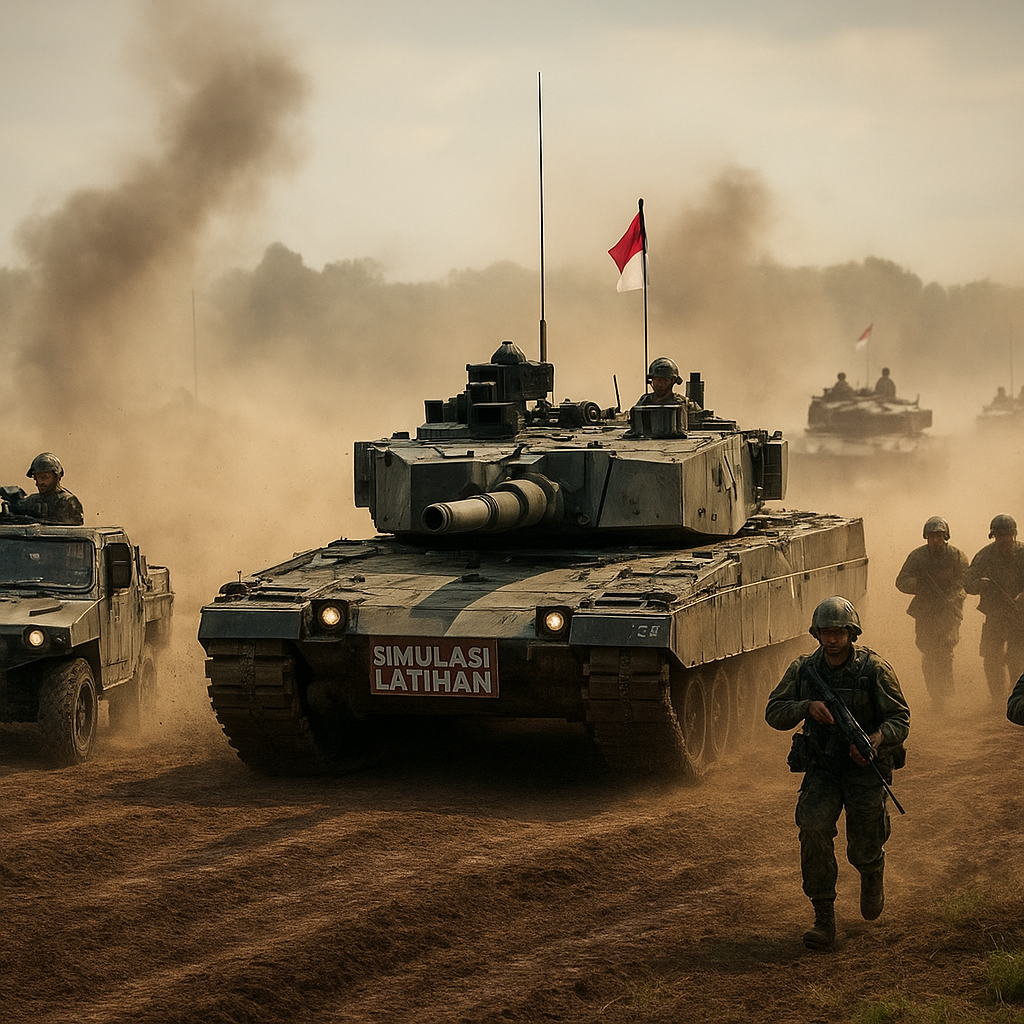 Simulasi Serangan Kilat Batalyon Kavaleri TNI AD dalam Manuver Tempur Darat