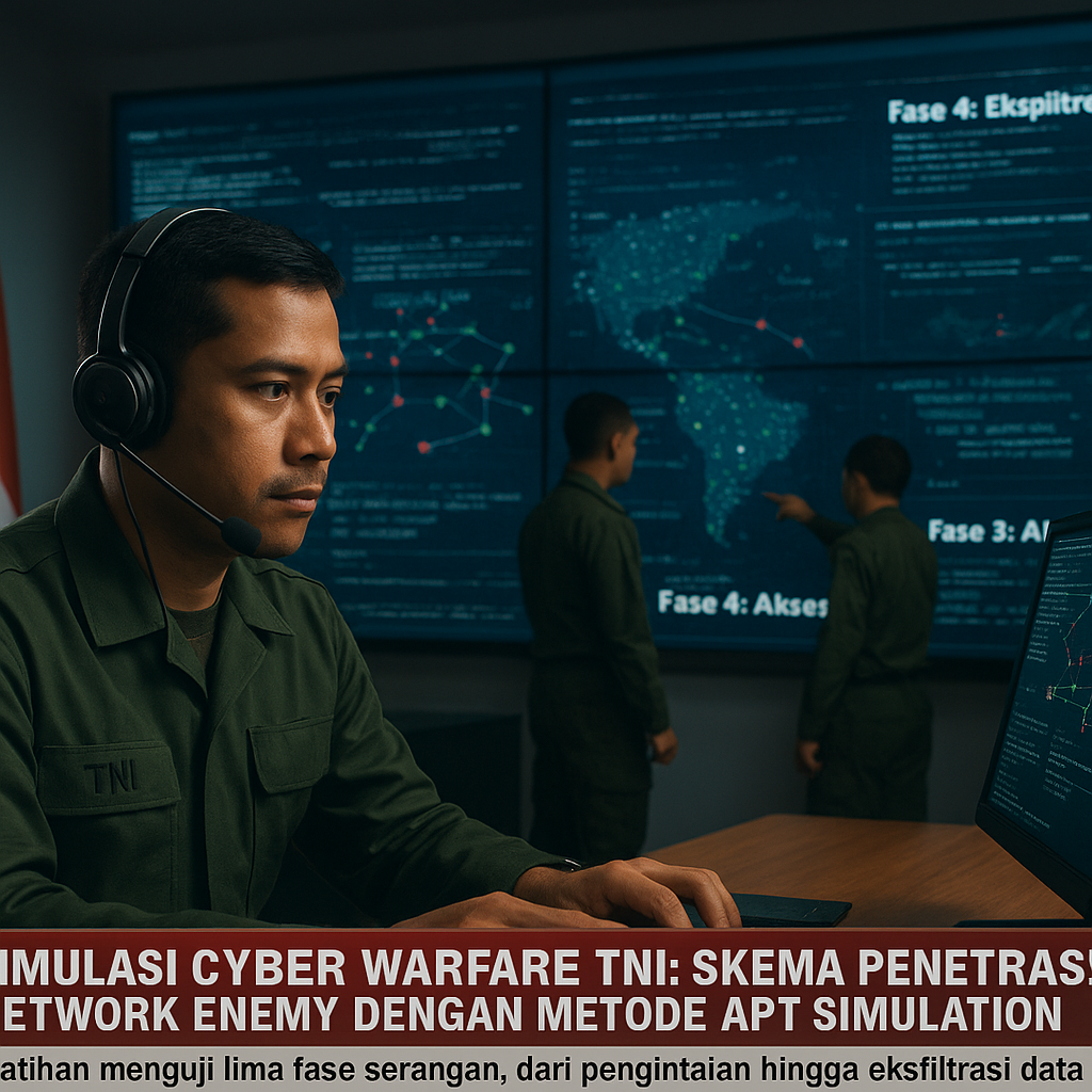 Simulasi Cyber Warfare TNI: Skema Penetrasi Network Enemy dengan Metode APT Simulation