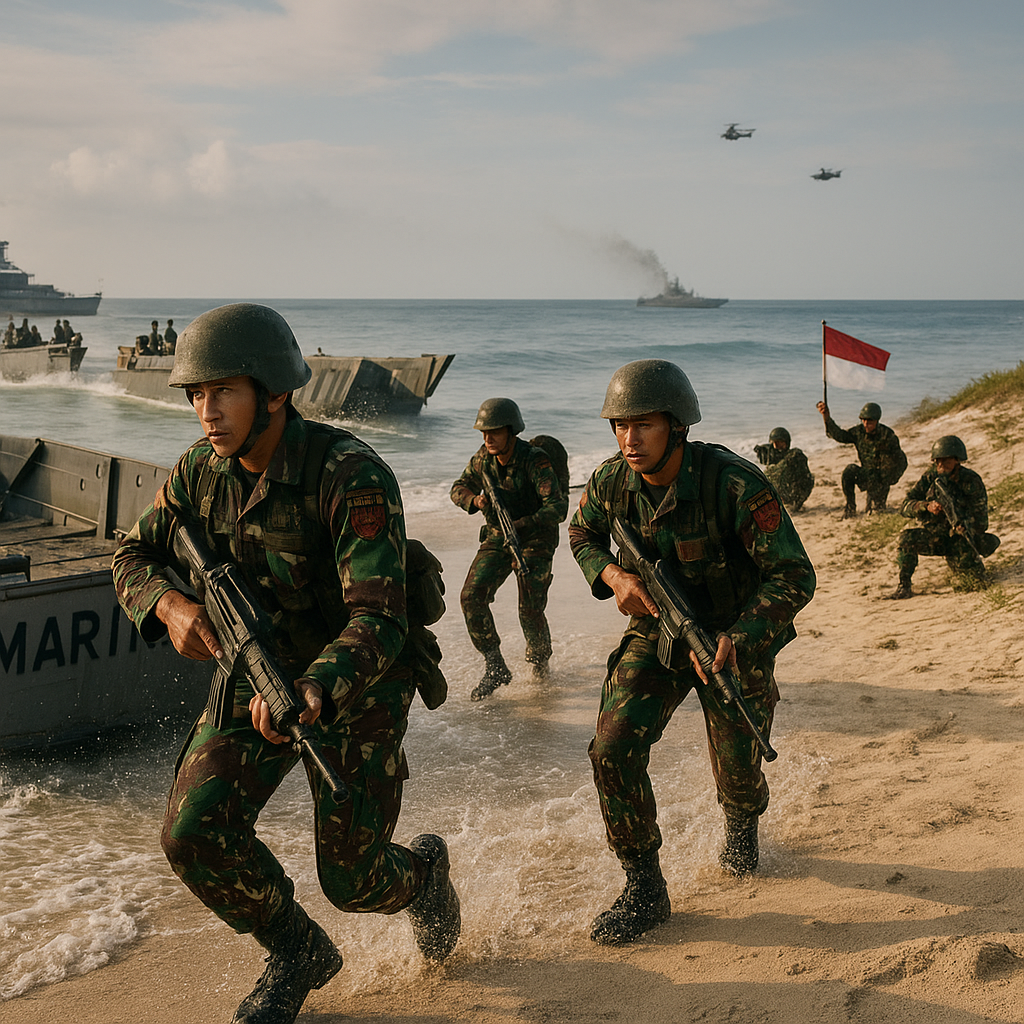 Marinir TNI AL Latihan Amphibious Raid di Pantai Pasir Putih Situbondo: Teknik Pendaratan LCVP dan Pembentukan Bridgehead
