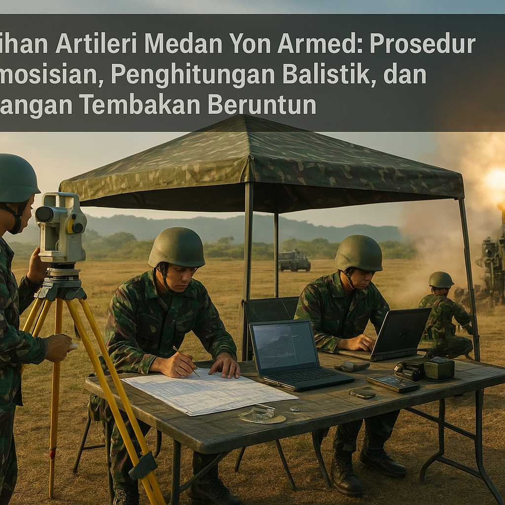 Latihan Artileri Medan Yon Armed: Prosedur Pemosisian, Penghitungan Balistik, dan Serangan Tembakan Beruntun