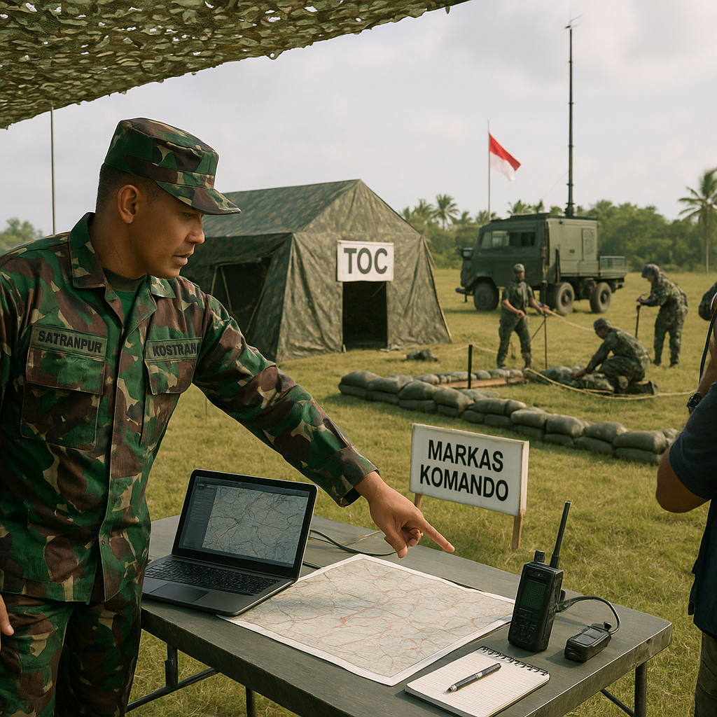 Latihan Simulasi Markas Komando: Prosedur Establishing a Tactical Operations Center (TOC) di Lapangan