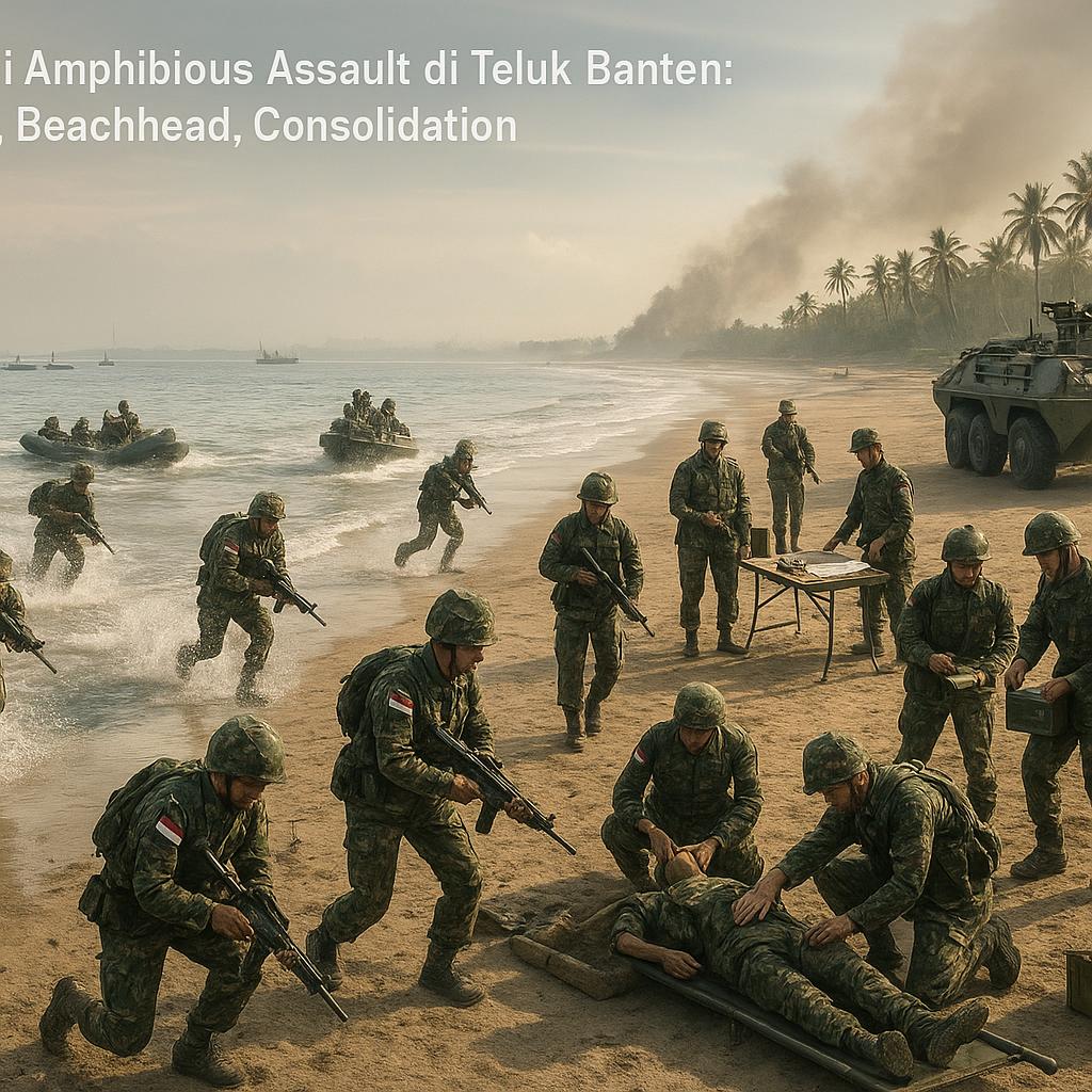 Simulasi Amphibious Assault di Teluk Banten: Analisis Phase Landing, Beachhead, dan Consolidation