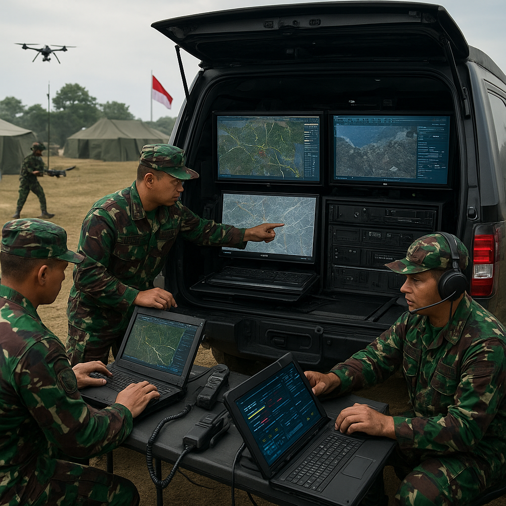 Demonstrasi Kemampuan Sistem Kendali dan Komando 'Satkom TNI' dalam Latihan Komando Strategis