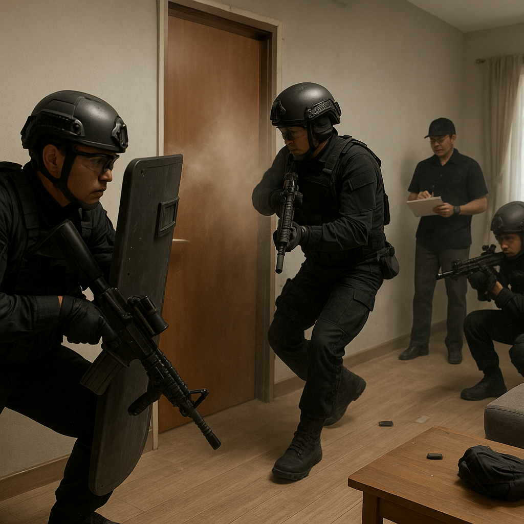 Simulasi Taktik Close Quarters Battle (CQB) dengan Integrated Room Clearing Procedure oleh Pasukan Khusus