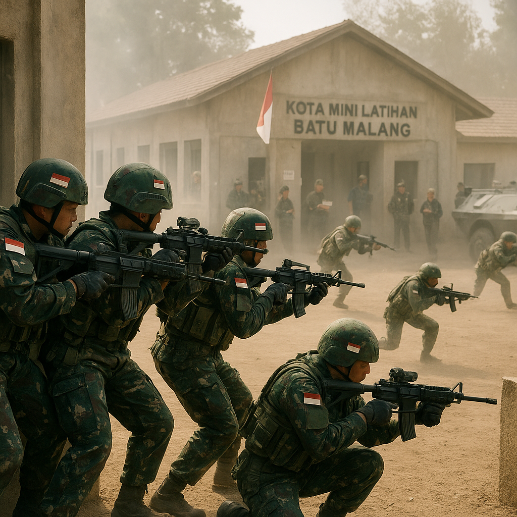 Simulasi Pertempuran Urban oleh Pasukan Kostrad di Kota Mini Latihan Batu Malang