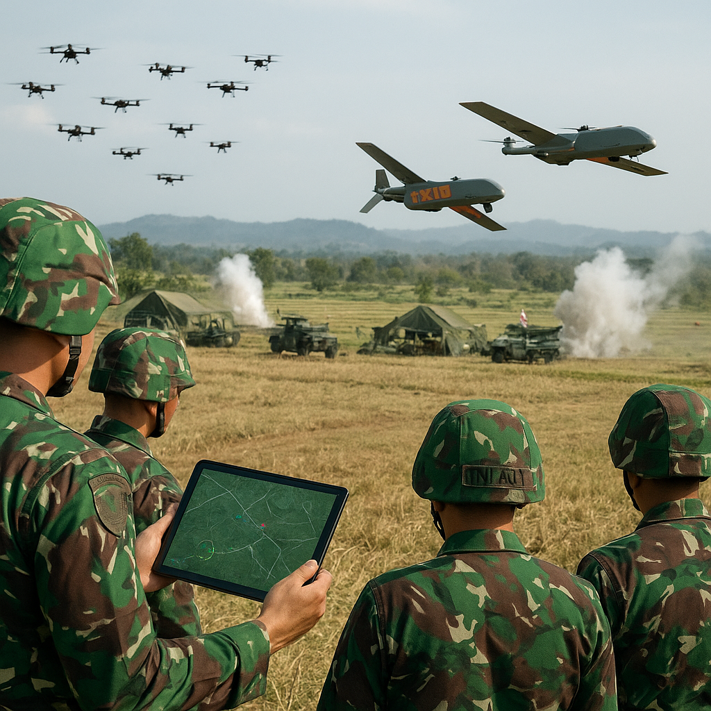 Penggunaan Sistem Drone Swarm dalam Latihan Penindasan Artillery oleh TNI AD di Purworejo