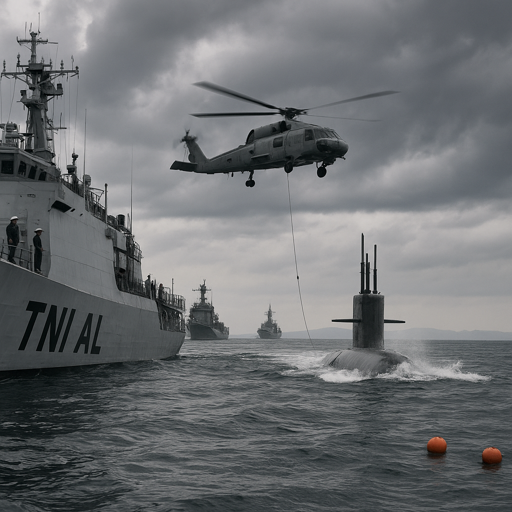 TNI AL Latihan Penyergapan Kapal Selam dengan Strategi Anvil dan Hammer di Laut Jawa