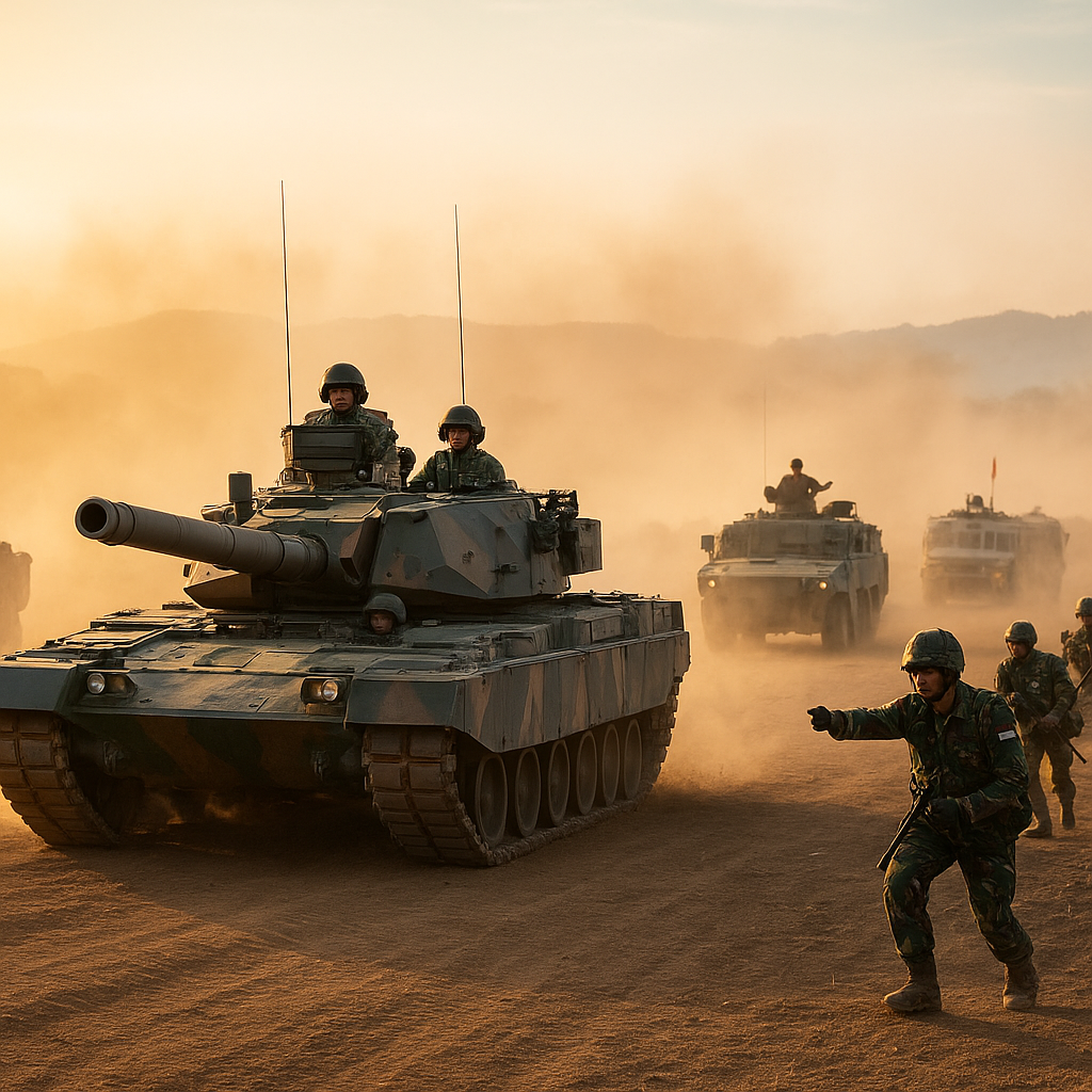 Batalyon Kavaleri 1 Latihan Manuver Tank dan APC dalam Skenario Combined Arms