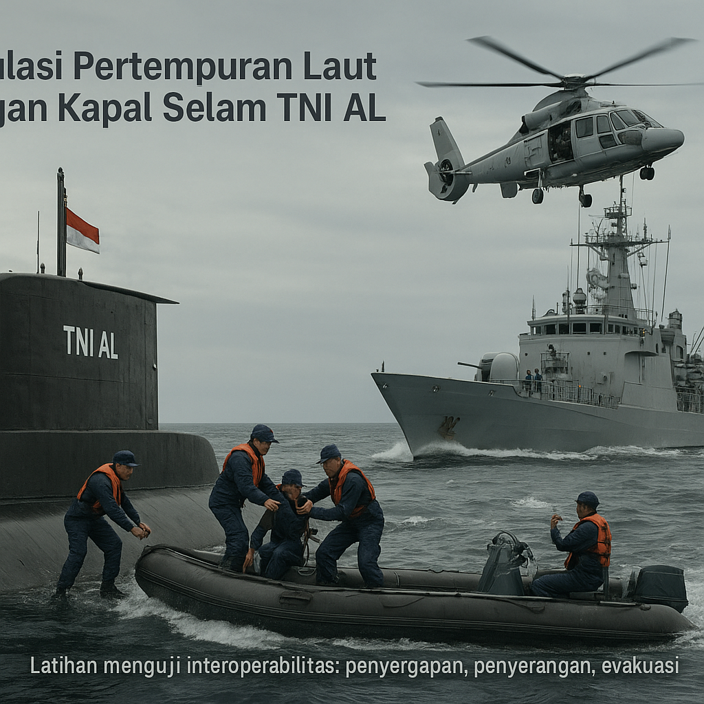 Simulasi Pertempuran Laut dengan Kapal Selam TNI AL