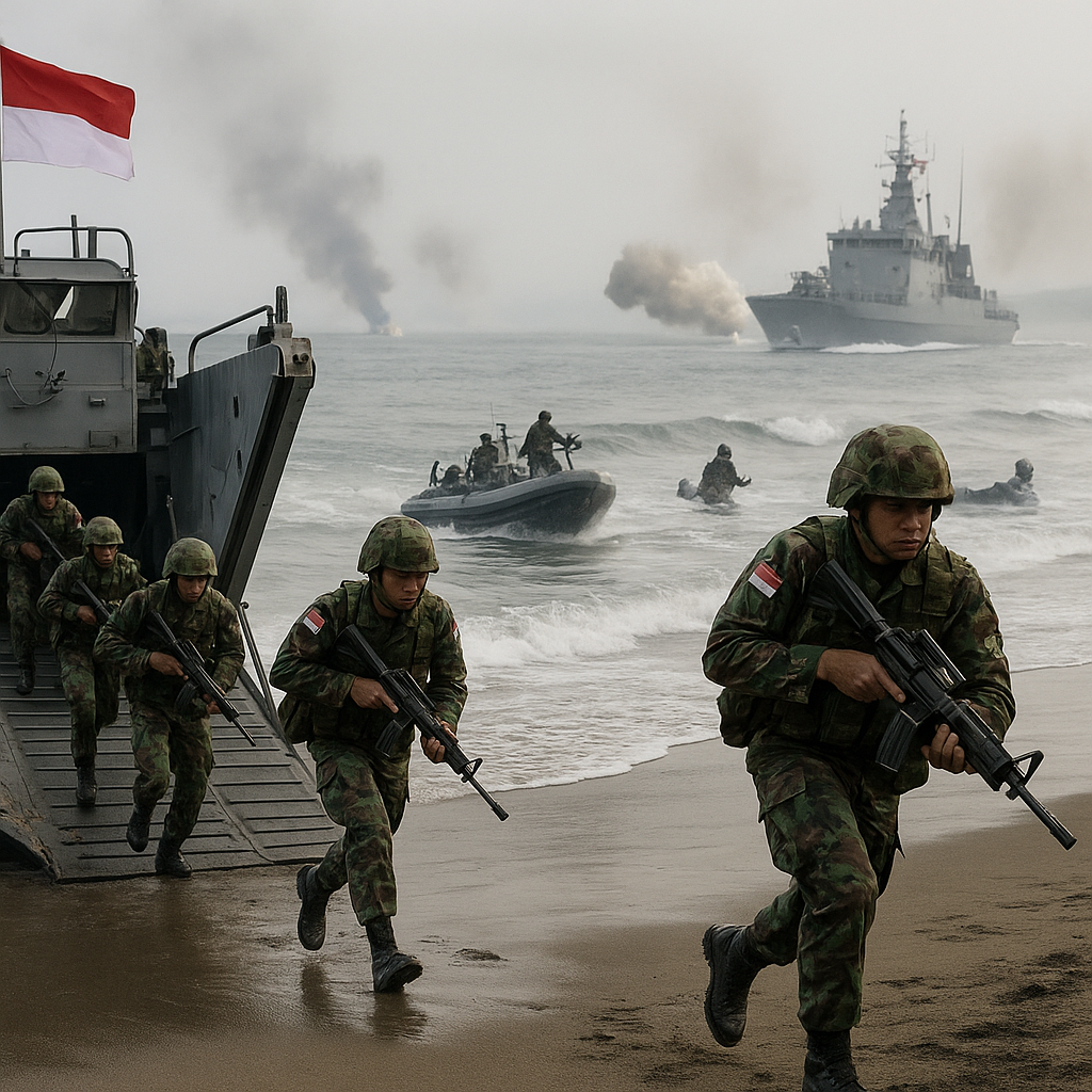 Simulasi Amphibious Assault dan Beach Landing dalam Latihan TNI AL di Pantai Selatan Jawa