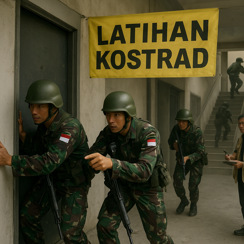 Simulasi Pertempuran Urban oleh Kostrad di Surabaya: Teknik Clearing Bangunan Bertingkat