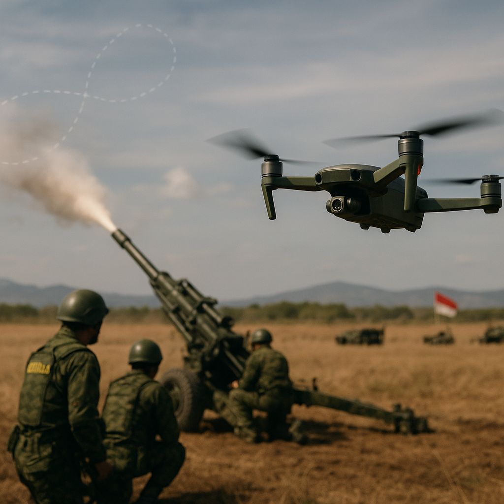 Latihan Integrasi Drone Recon dengan Artillery Strike oleh Divisi 1 Kostrad