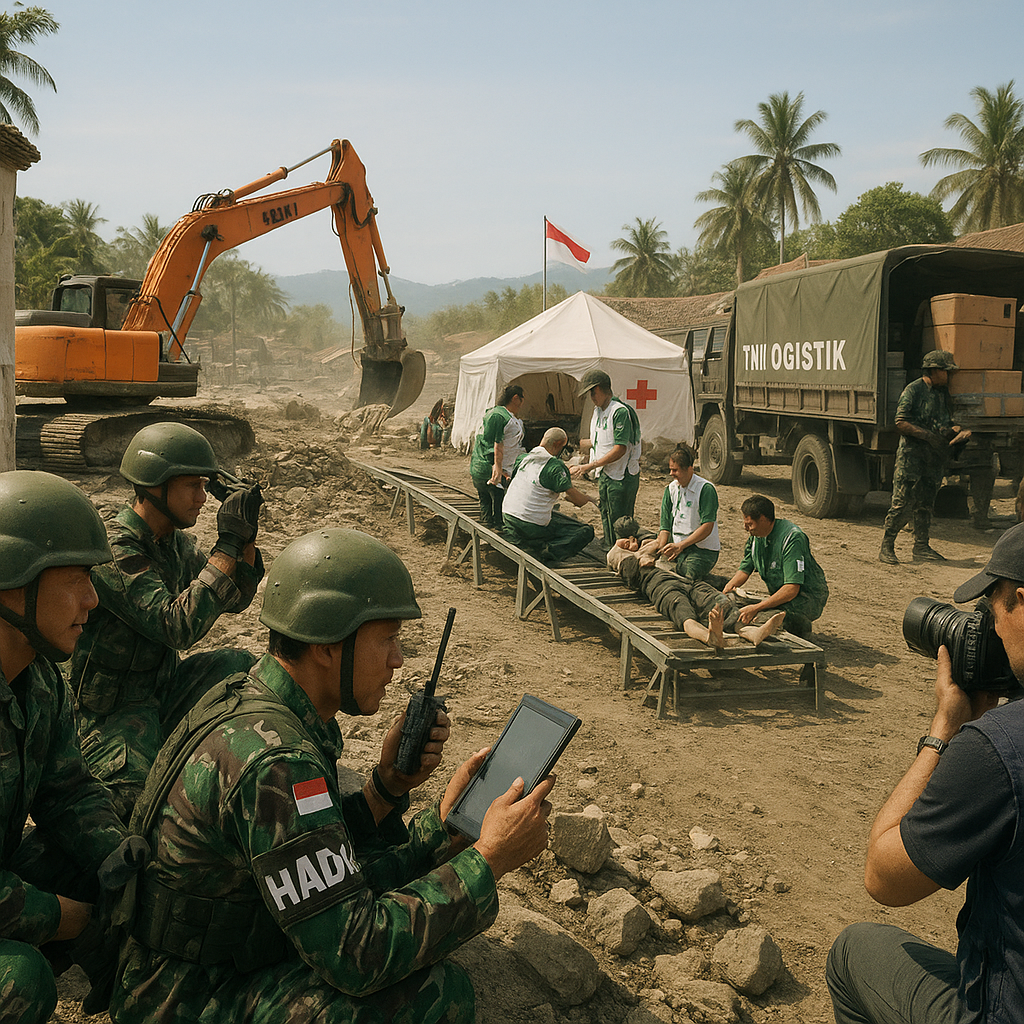 Simulasi Bencana dengan SOP Military Humanitarian Assistance di Padang