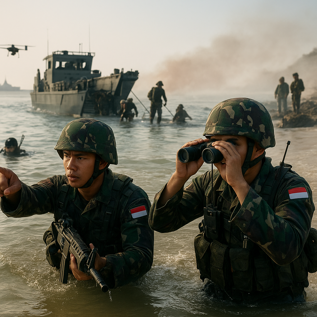 Korps Marinir TNI AL Latihan Operasi Amphibi dengan Teknik Pembentukan Beachhead Secara Bertahap