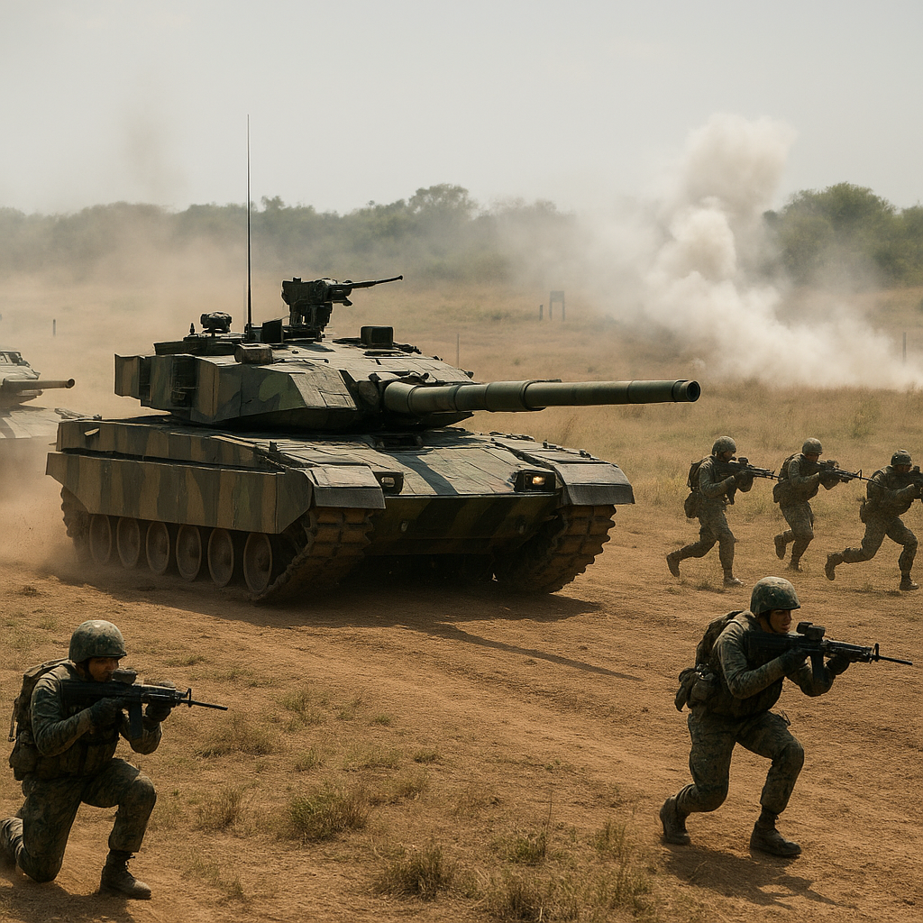 Latihan Combined Arms Operation antara Tank dan Infantry di Lapangan Latihan Baturaja