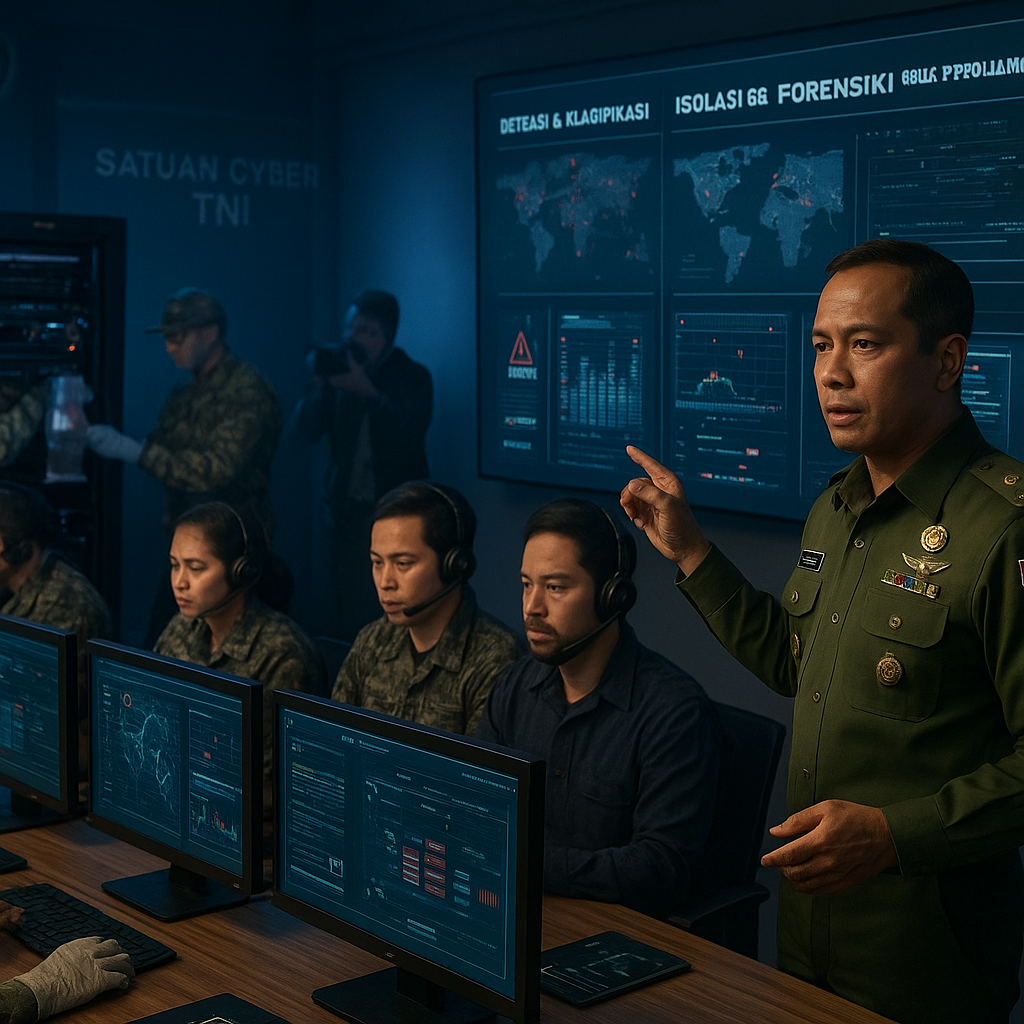 Simulasi Cyber Defense Operation oleh Satuan Cyber TNI dalam Latihan Bersama